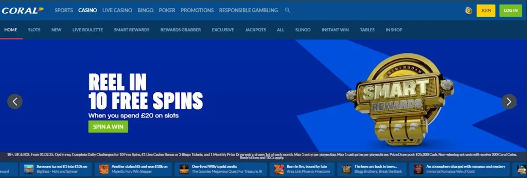 coral casino main page